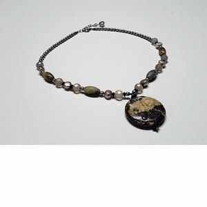 Vintage Serpentine Pearl Beaded Necklace w/Pendant